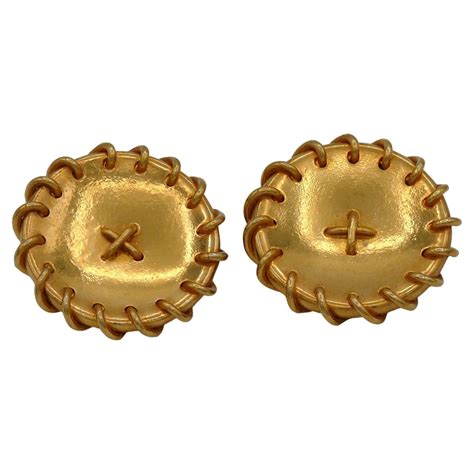 hermes logo earrings|hermes button earrings.